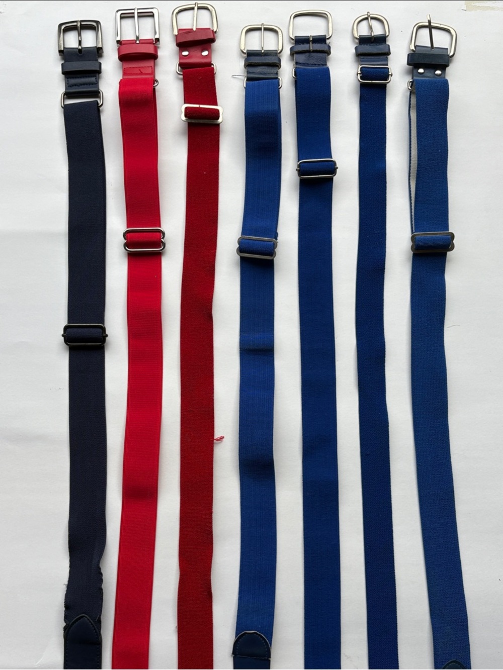 Baseball elastic belts in Navy, Red, and Royal Blue